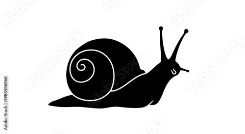 Black Silhouette of a Snail.
