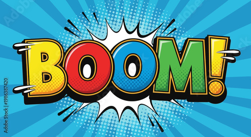 Comic Book Style Boom Explosion Sound Effect Vector Graphic