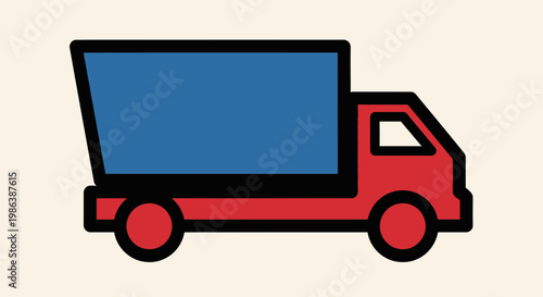 Minimalist Flat Icon of a Delivery Truck for Logistics and Shipping