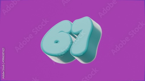 3d chunky text counting from 0 to 100, pink background