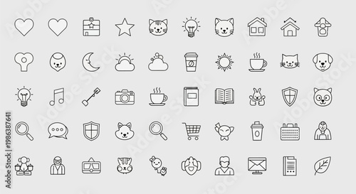 Fotografie A collection of various icons and symbols are displayed on a screen