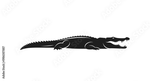 Minimalist Black Crocodile Silhouette Icon