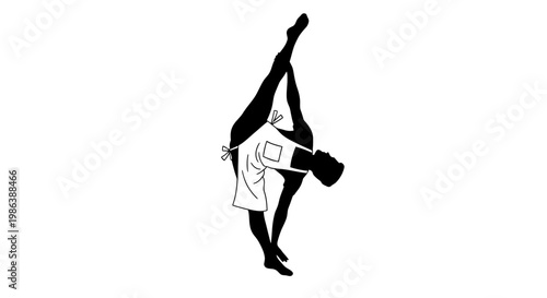 Woman Doing Handstand in Dress Silhouette.
