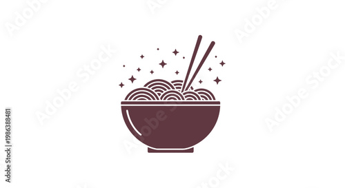 Bowl of Noodles with Chopsticks Inside.
