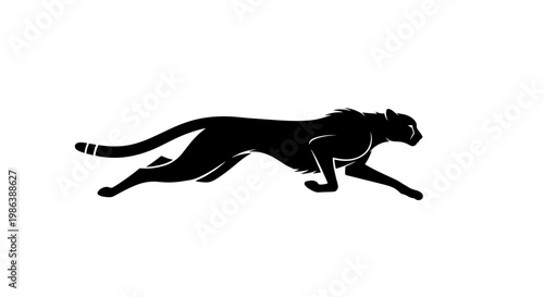 Black Cheetah Silhouette Running Fast