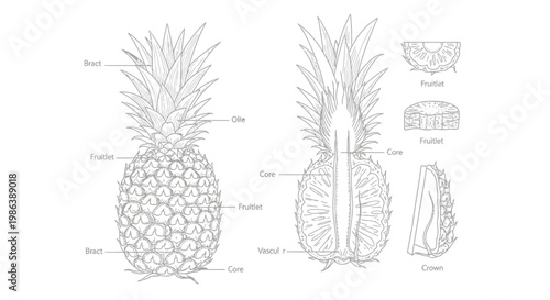 Anatomical Diagram of a Pineapple Fruit