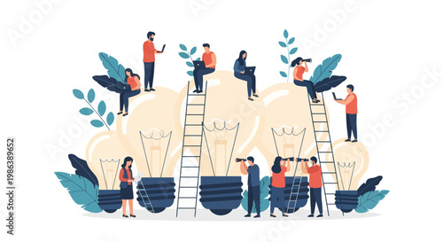 Team of diverse professionals collaborating to develop creative business ideas and innovative