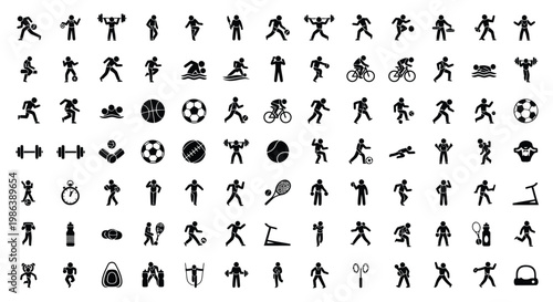 Collection of diverse sports and fitness activity icons.