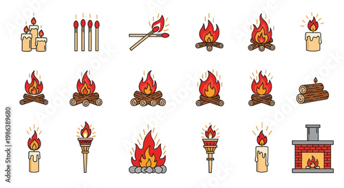 Fire and Warmth Vector Icons Set