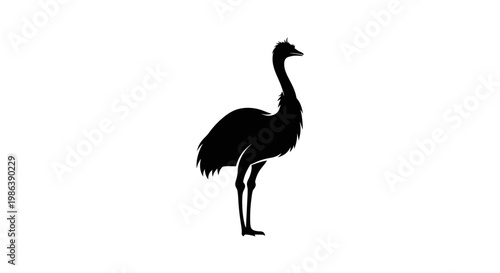 Minimalist Emu Bird Silhouette Icon