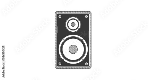 Black and White Speaker System Illustration.