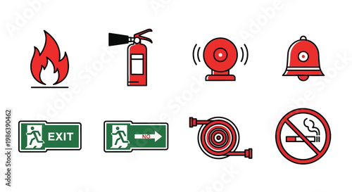 Set of Fire Safety and Emergency Icons