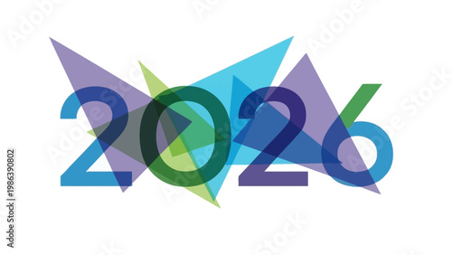 Colorful 2026 Typography with Geometric Shapes.