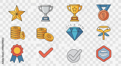 Set of Gamification and Achievement Icons