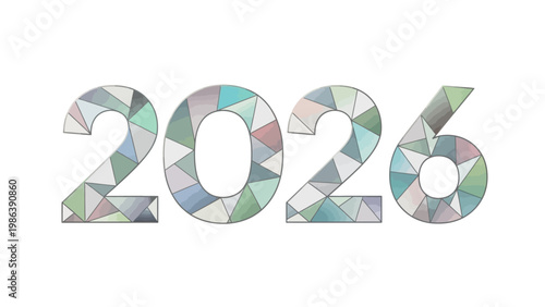 Multicolored Mosaic Numbers Representing Year 2026.