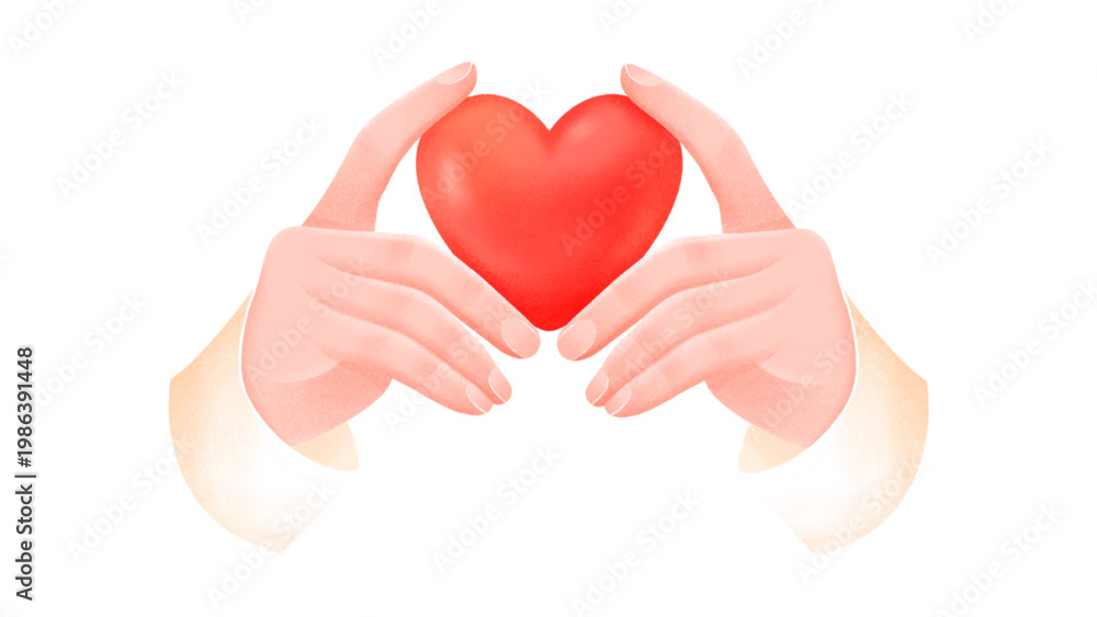 Obraz premium Hands holding a red heart for health and charity concept