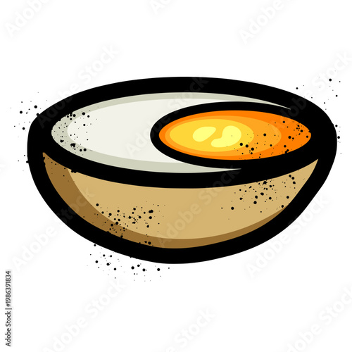 Boiled egg with spray paint graffiti