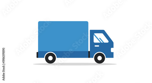 Flat Vector Illustration of a Blue Delivery Truck