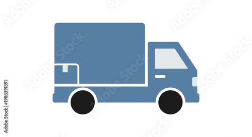 Minimalist Blue Delivery Truck Icon for Logistics and Shipping