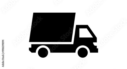 Simple Black Delivery Truck Icon Vector Illustration