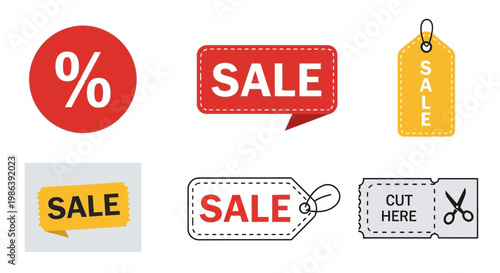 Set of Sale Tags and Discount Labels