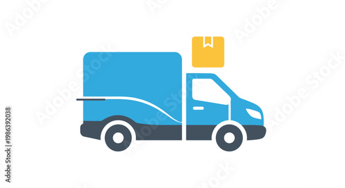Delivery Truck Icon with Package Symbol