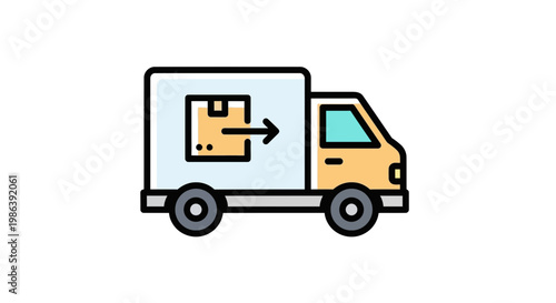 Delivery Truck Icon with Package Shipping Symbol