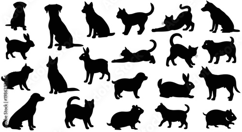 Set of Various Domestic Animal Silhouettes