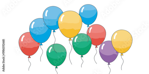 Colorful Balloon Vector Illustration Floating with Clean Lines and Gradient Style