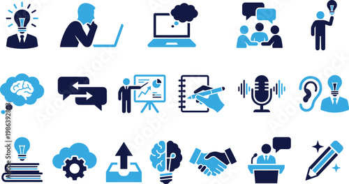 Collection of business and education icons for presentations and websites.