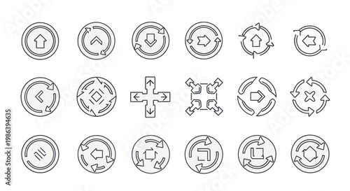 Collection of modern arrow icons and direction symbols
