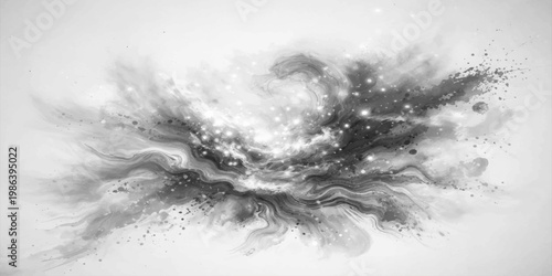 An abstract grunge background vector illustration featuring a cold winter landscape of white snow and blue ice waves under a black sky with textured nature elements
