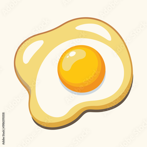 Vector Illustration of a Sunny Side Up Fried Egg