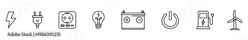 Set of Energy and Power Line Icons