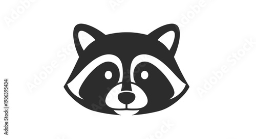 Simple Black and White Raccoon Illustration.