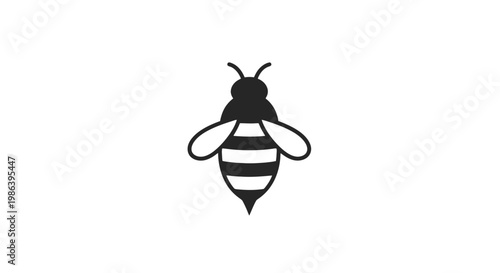 Black and White Bee Illustration.