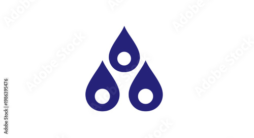 Three Blue Water Droplets Icon Symbol.
