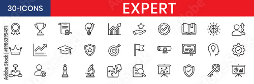 Set of 30 Expert and Professional Skill Line Icons
