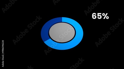 3D Pie Chart 65 Percent Data Representation 4K Alpha Channel