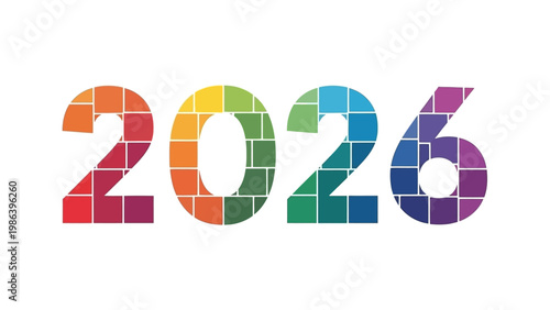 Colorful Mosaic Numbers Representing Year 2026.