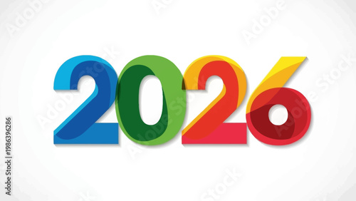 Colorful 3D Numbers Representing Year 2026.