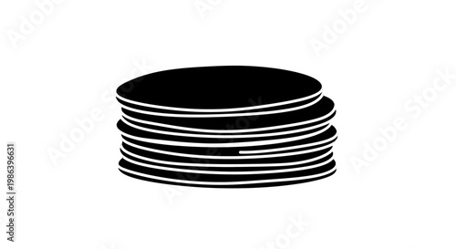 Stack of Black Ceramic Dinner Plates.