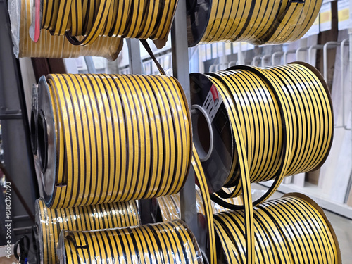 Rubber sealing tape for doors and windows. Sealing tape for windows and doors in a roll. Rubber seal.