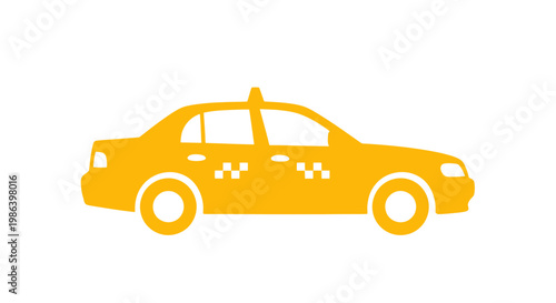 Yellow Taxi Cab Iconic Vehicle Illustration.