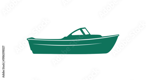 Green Illustration of Small Motor Boat.