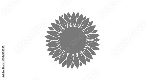 Gray Sunflower Icon Simple Design Element.