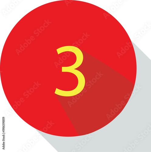 Title red circle with number three a simple graphic design element description a vibrant