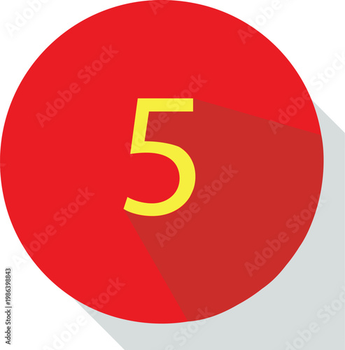 Title bold red oval with number five inside simple graphic description a vibrant red