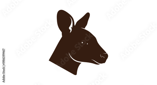 Brown Dog Head Silhouette Illustration.
