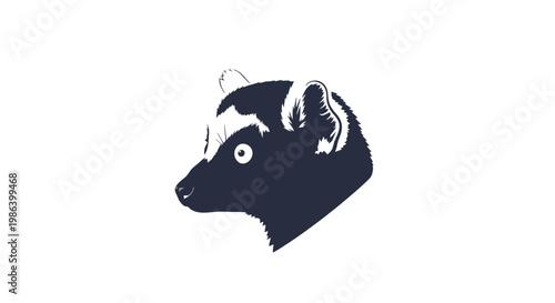 Black and White Badger Head Illustration.